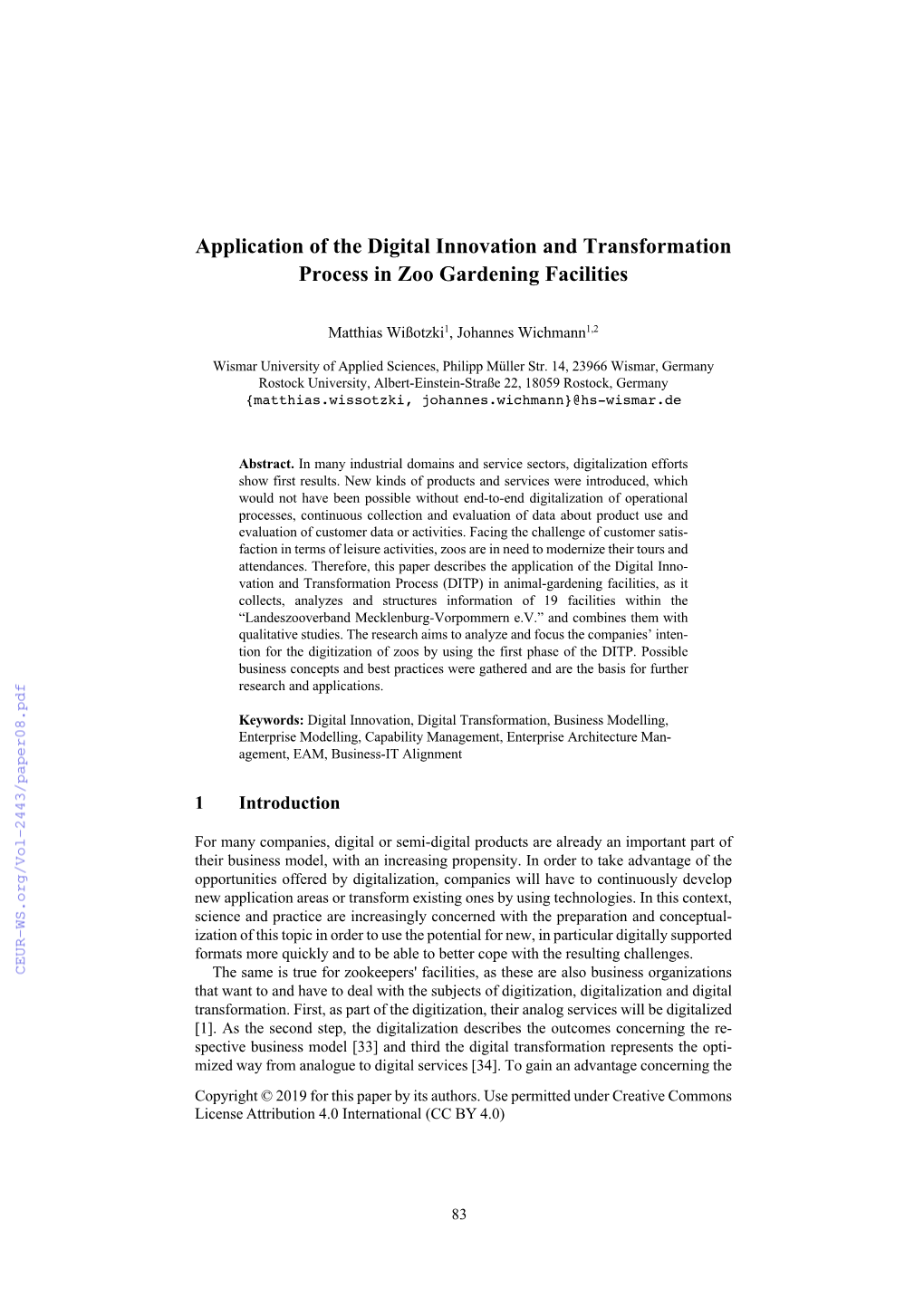 Application of the Digital Innovation and Transformation Process in Zoo Gardening Facilities