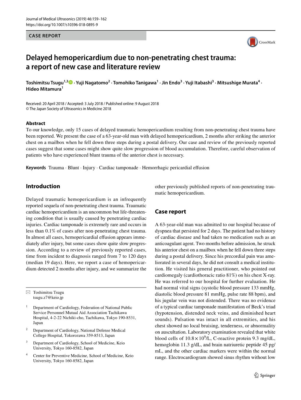 Delayed Hemopericardium Due to Non-Penetrating Chest Trauma: A