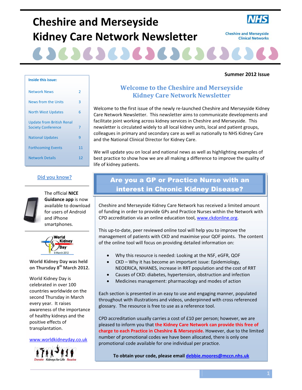 Cheshire and Merseyside Kidney Care Network Newsletter