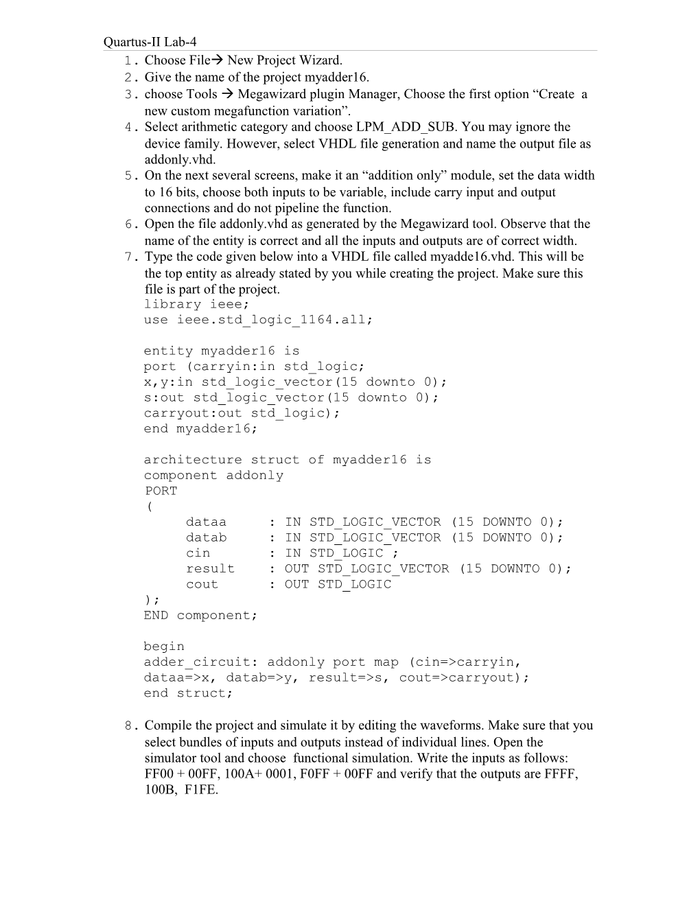 Quartus-II Exercise-1