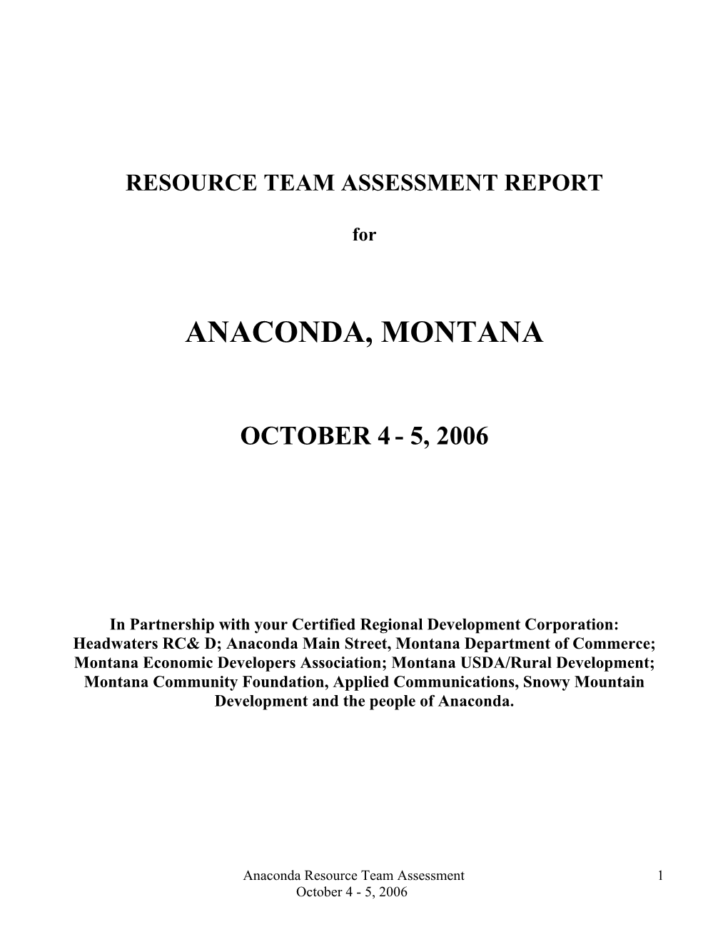 Resource Team Assessment Report