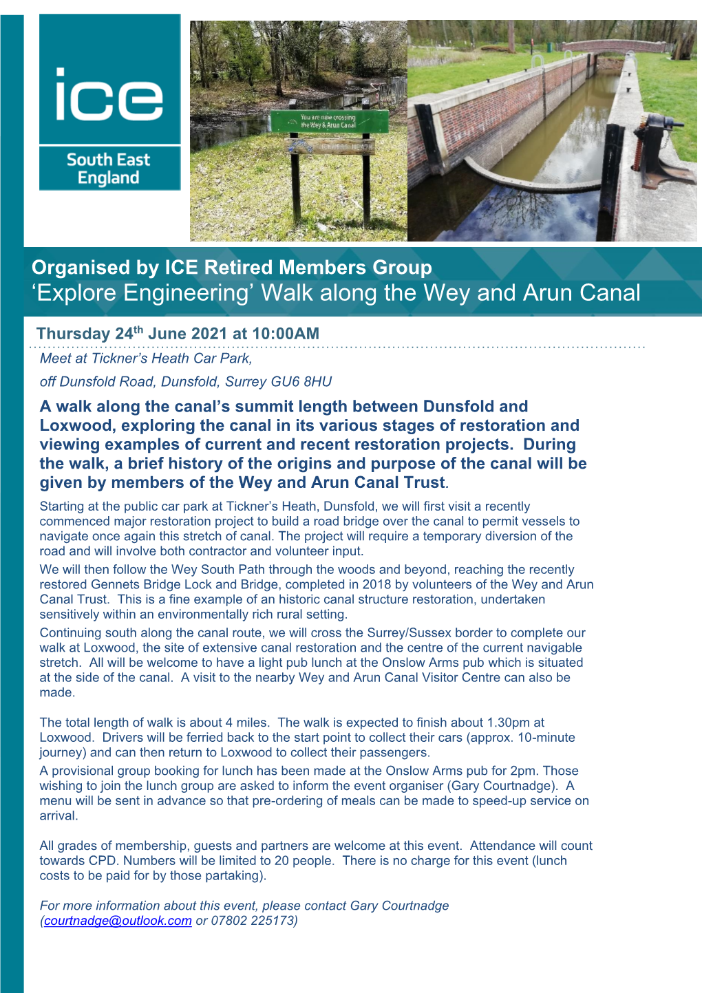 'Explore Engineering' Walk Along the Wey and Arun Canal