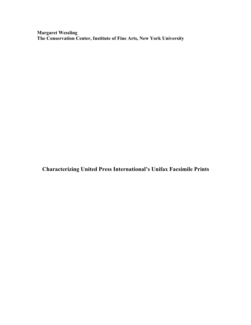 Characterizing United Press International's Unifax Facsimile Prints