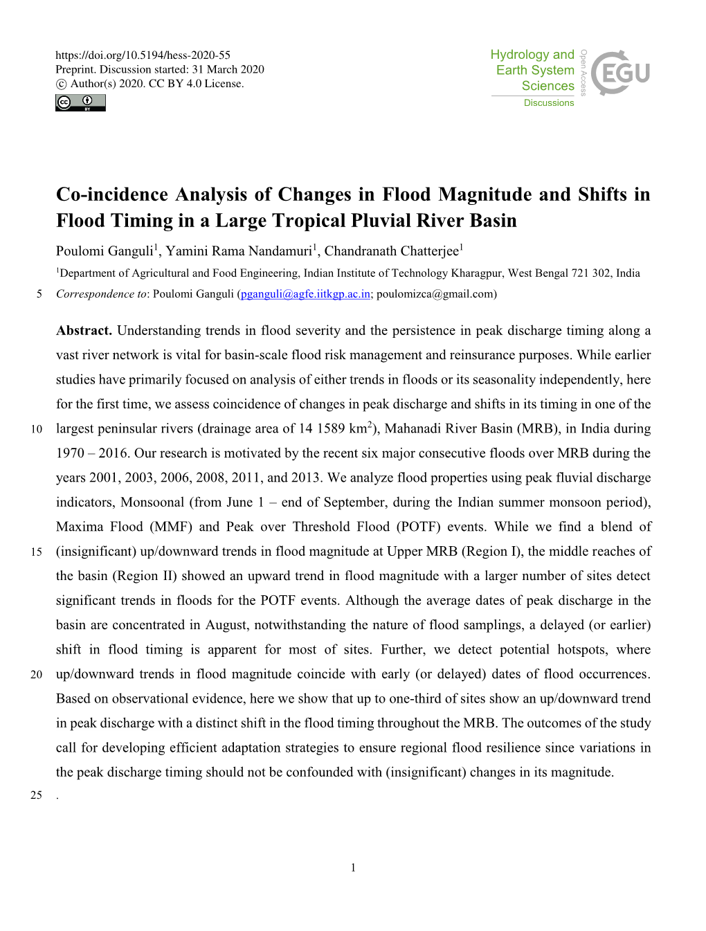 Co-Incidence Analysis of Changes in Flood Magnitude and Shifts