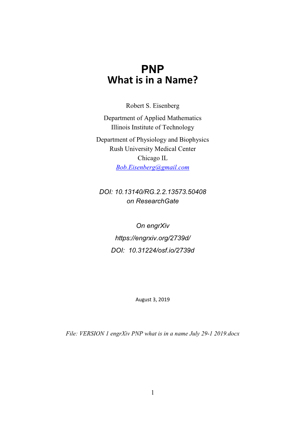 PNP What Is in a Name?