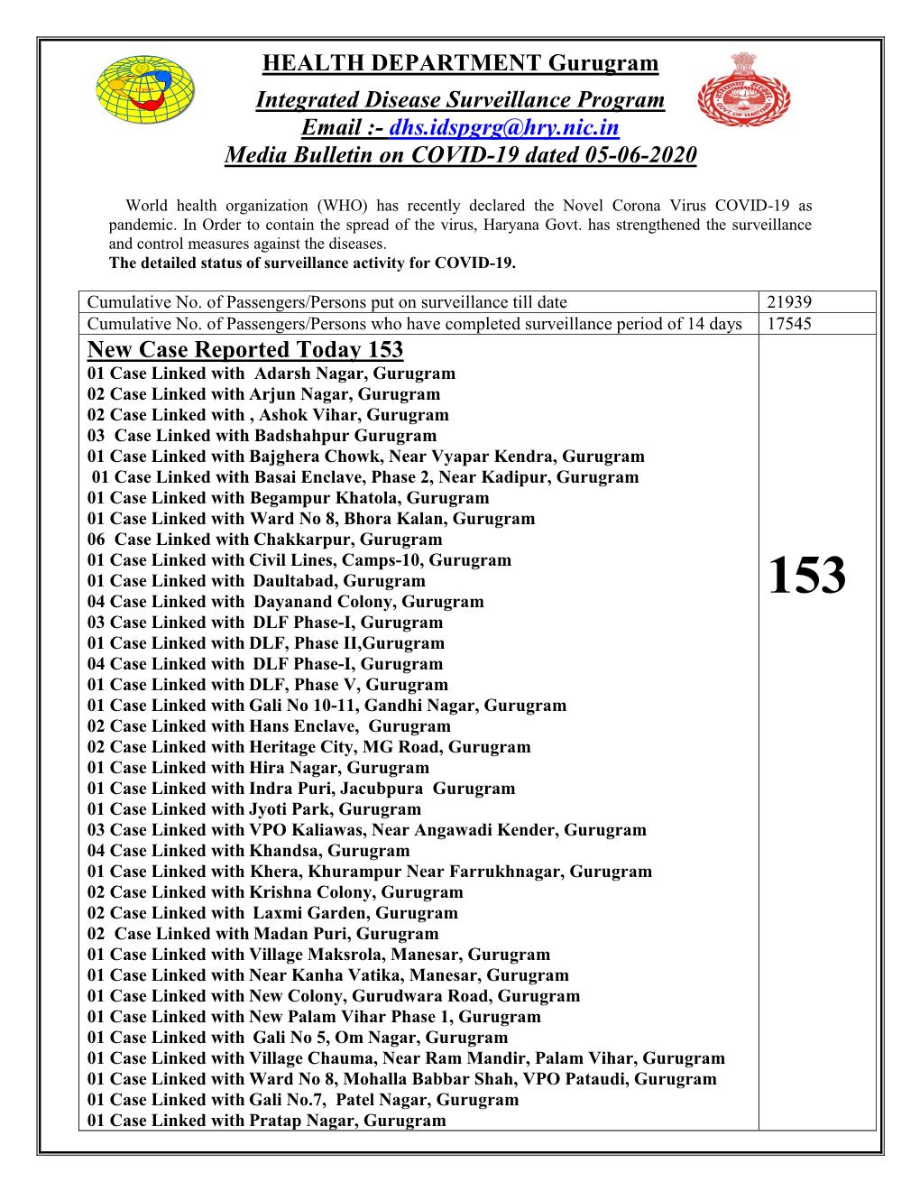 Media Bulletin on COVID-19 Dated 05-06-2020