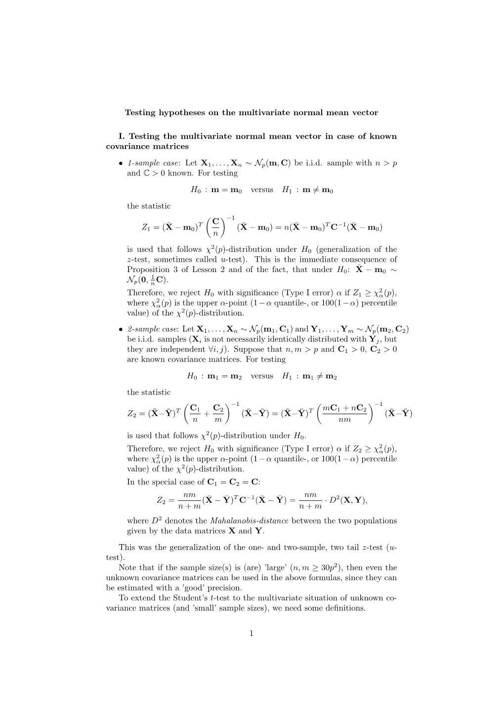 Hypothesis Testing on the Multivariate Normal Mean Vector