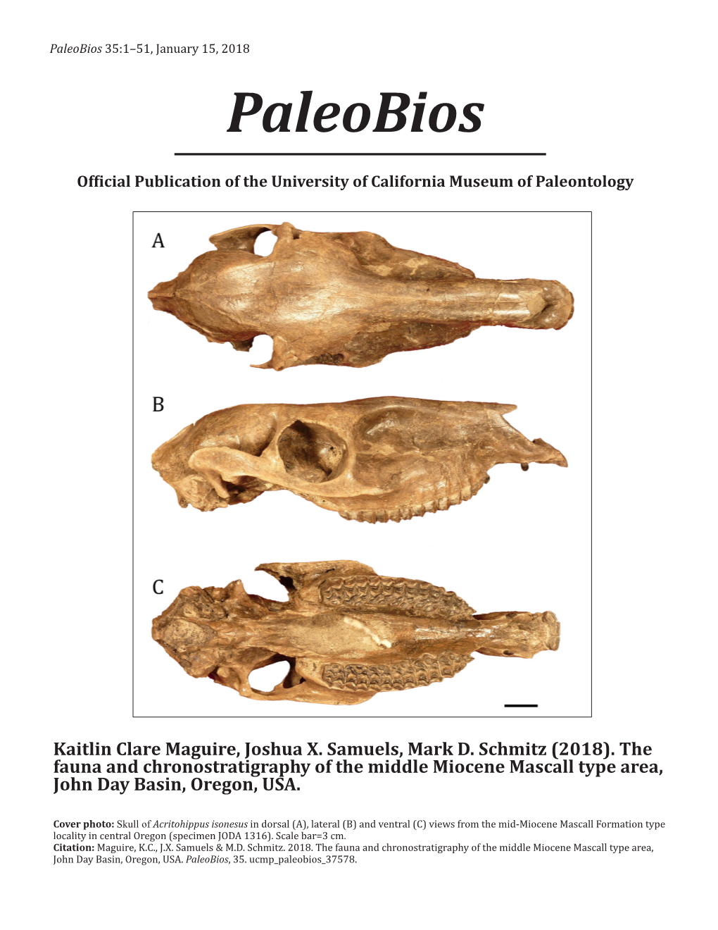 Paleobios 35:1–51, January 15, 2018 Paleobios