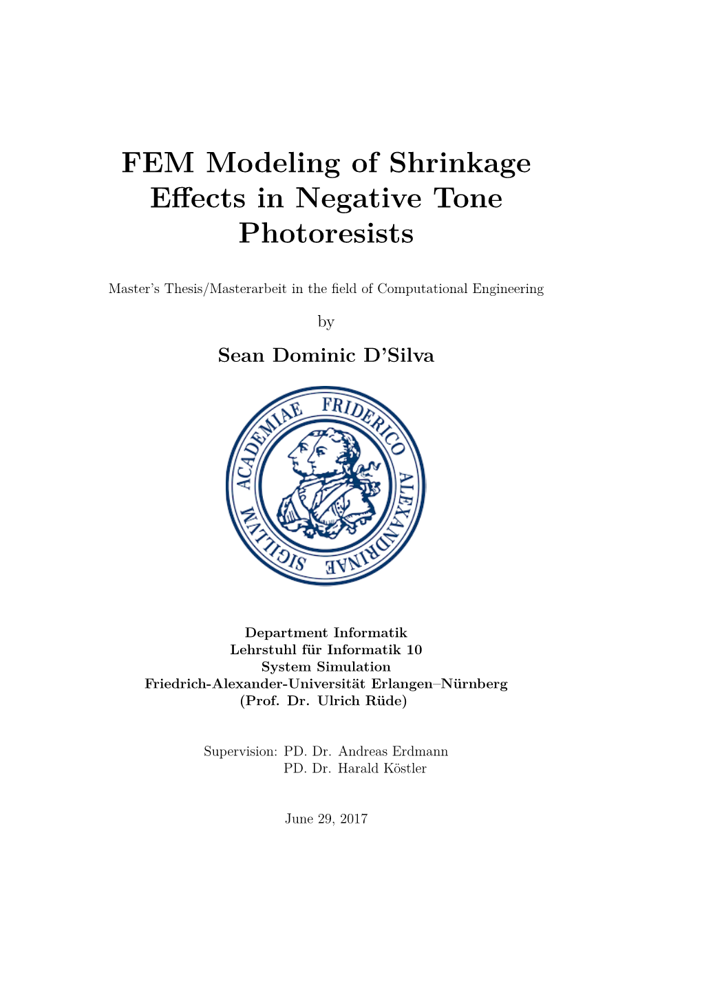 FEM Modeling of Shrinkage Effects in Negative Tone Photoresists