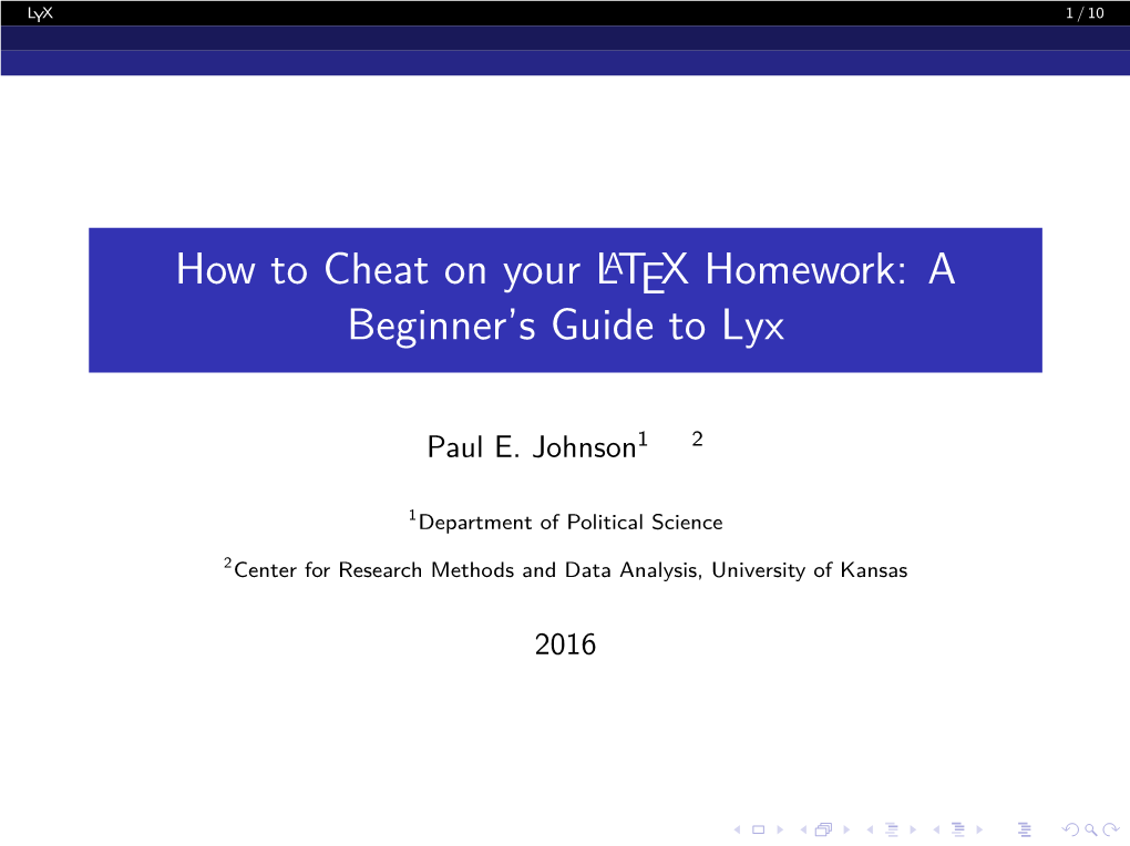 How to Cheat on Your LATEX Homework: a Beginner's Guide To