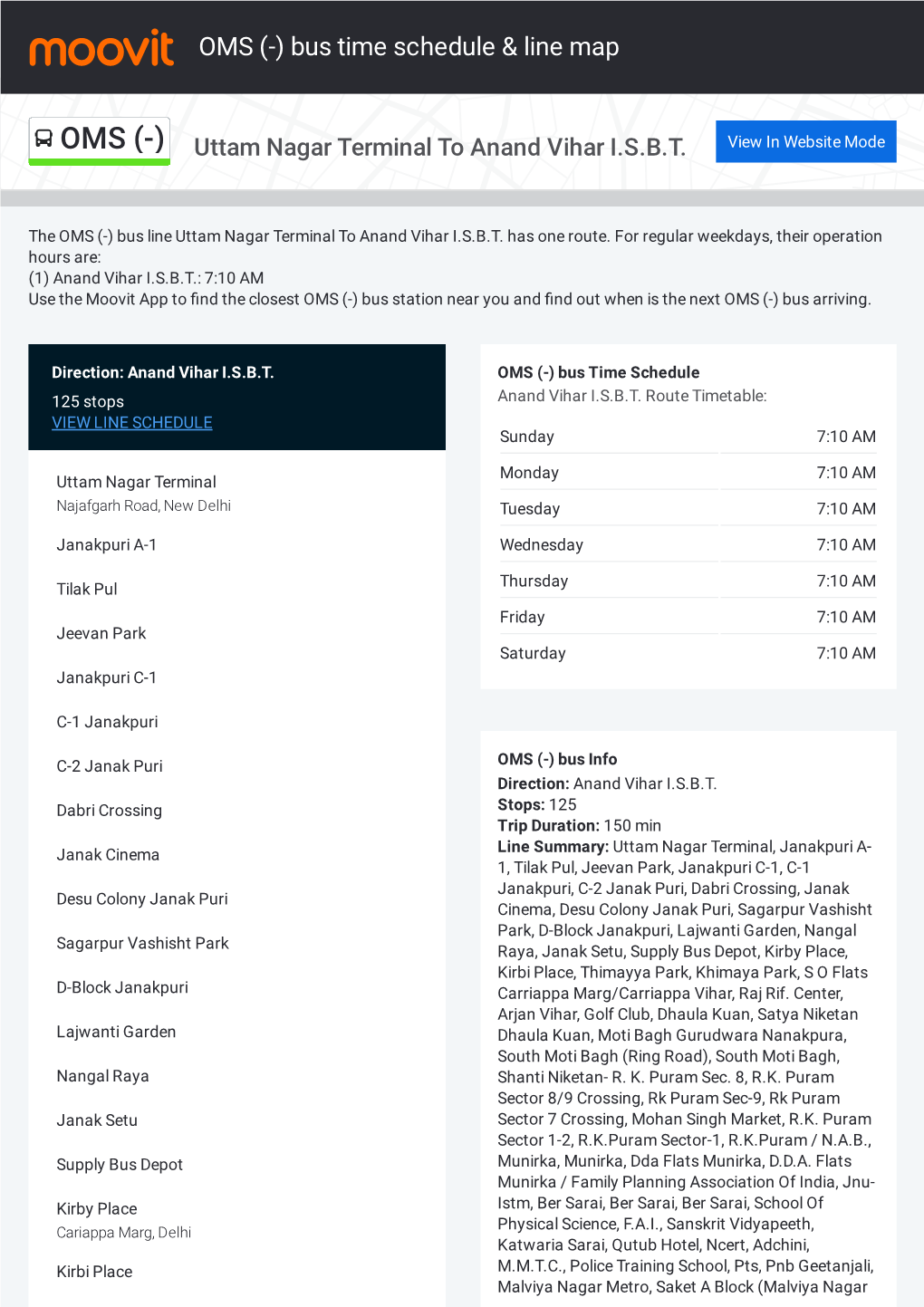 OMS (-) Bus Time Schedule & Line Map