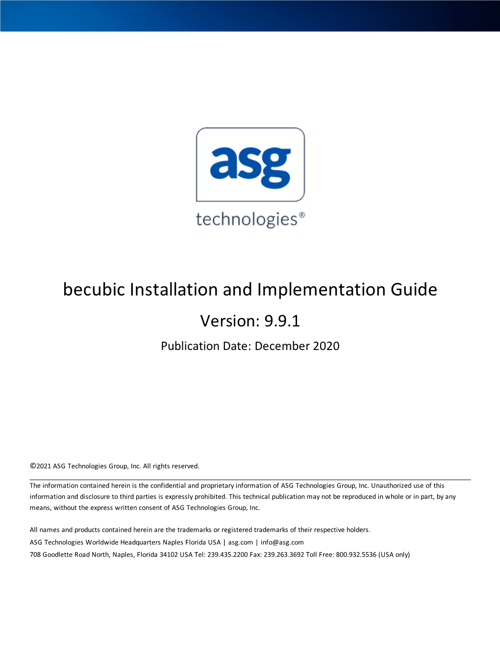 ASG-Becubic Installation and Implementation Guide