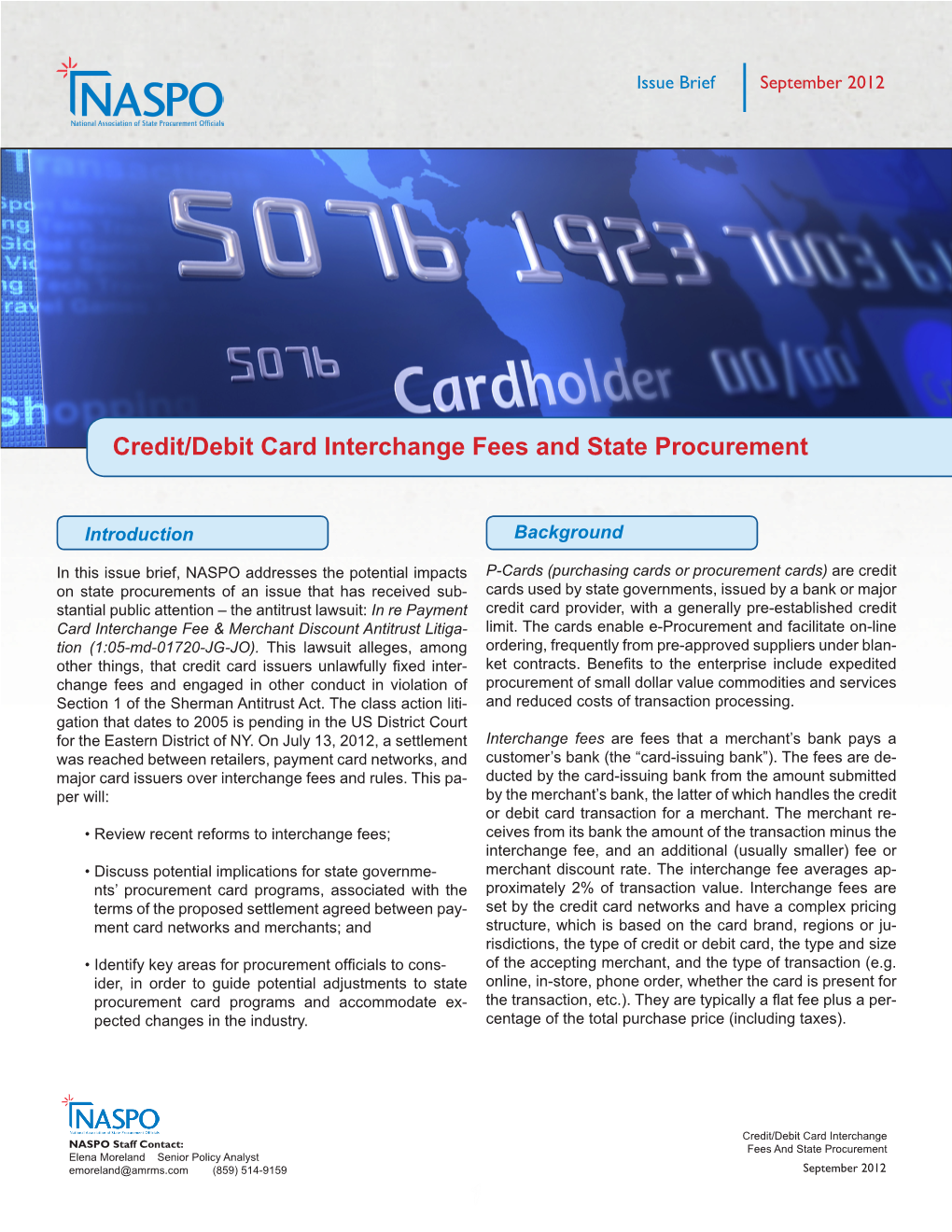 Credit/Debit Card Interchange Fees and State Procurement