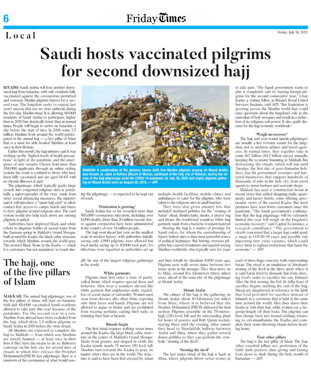 Saudi Hosts Vaccinated Pilgrims for Second Downsized Hajj