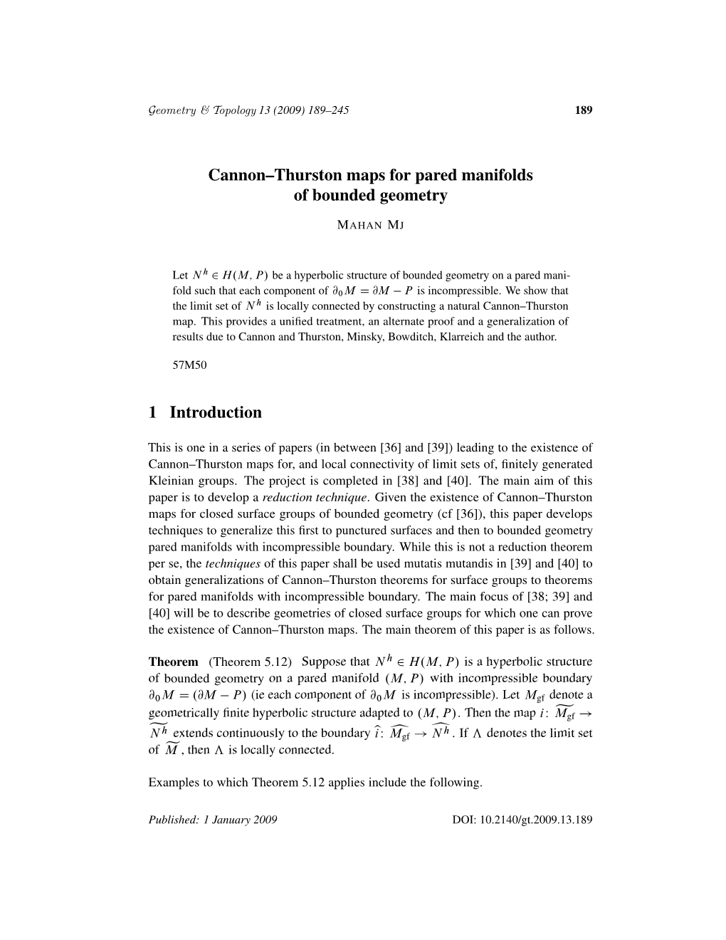 Cannon--Thurston Maps for Pared Manifoldsof Bounded Geometry