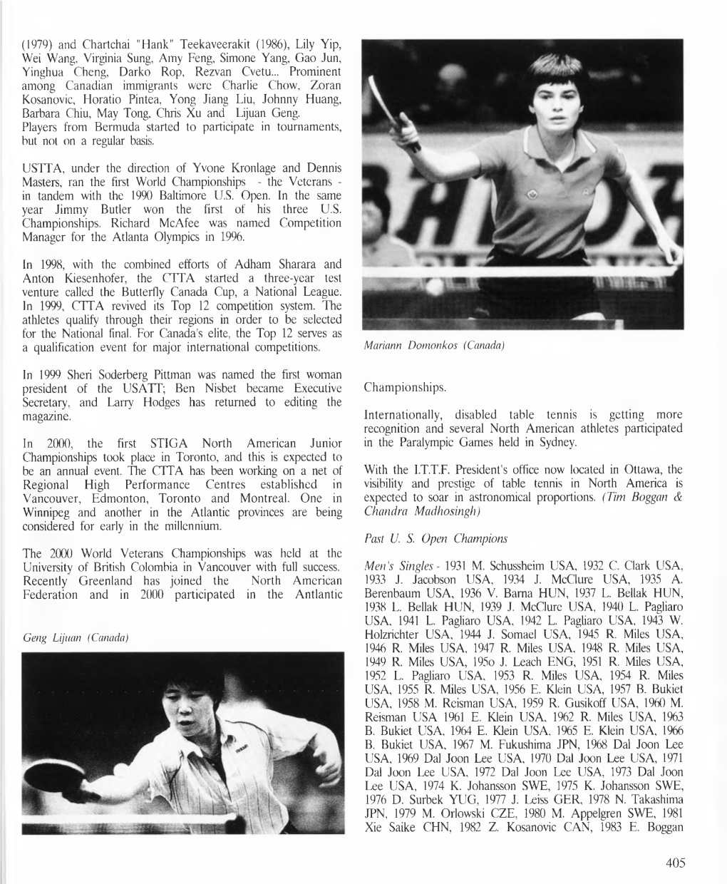 ITTF 1926-2001 Table Tennis Legends