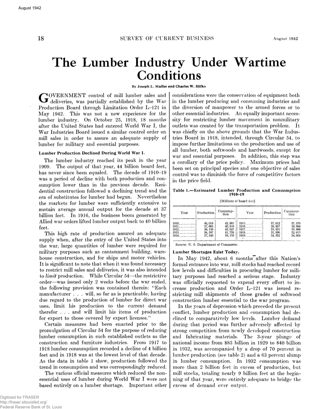 Lumber Industry Under Wartime Conditions by Joseph L