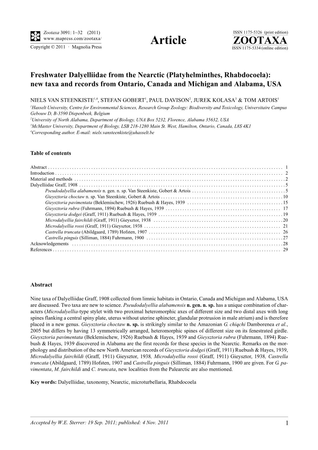 Platyhelminthes, Rhabdocoela): New Taxa and Records from Ontario, Canada and Michigan and Alabama, USA