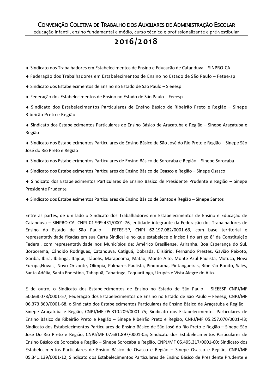 Convenção Coletiva De Trabalho Dos Auxiliares De