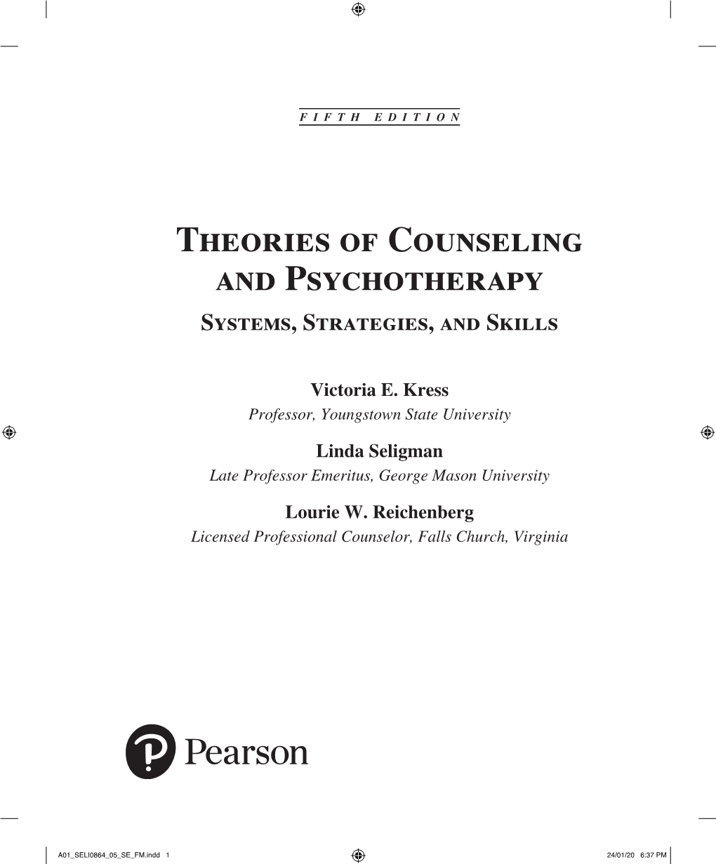 Theories of Counseling and Psychotherapy Systems, Strategies, and Skills