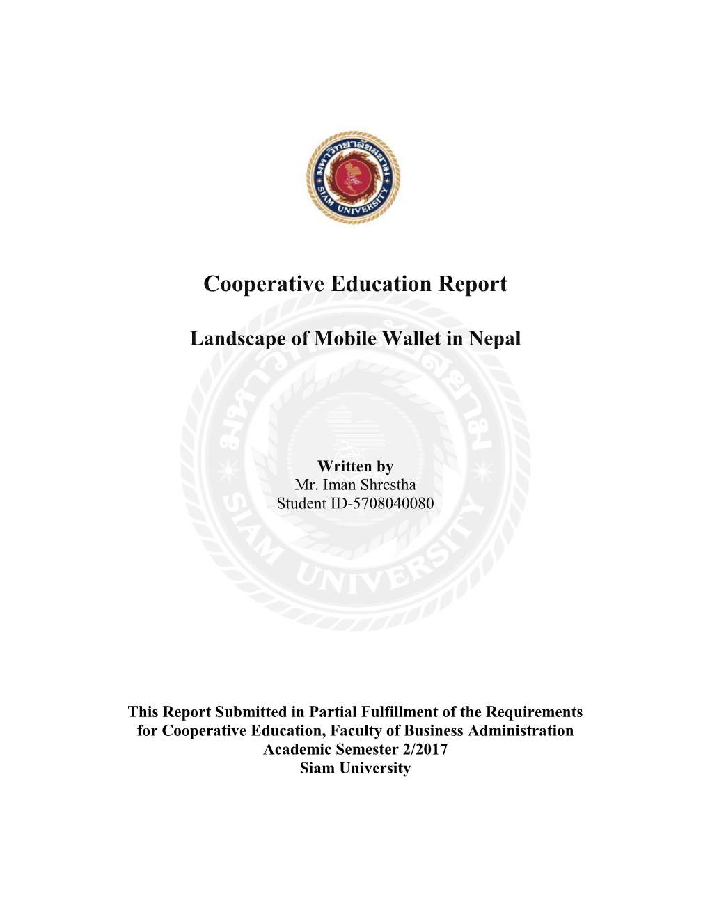 Cooperative Education Report