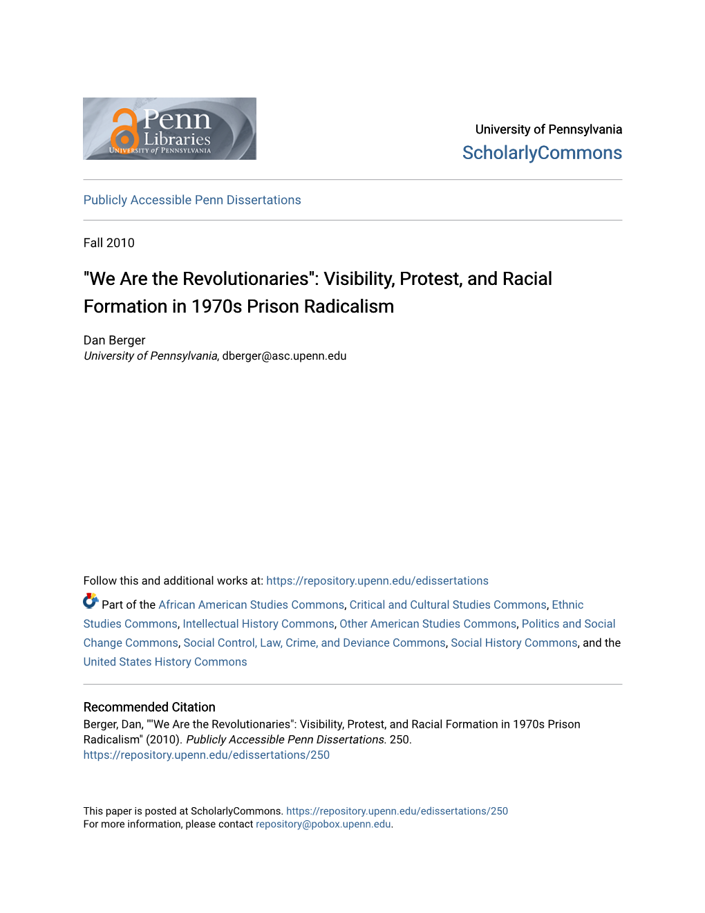 Visibility, Protest, and Racial Formation in 1970S Prison Radicalism