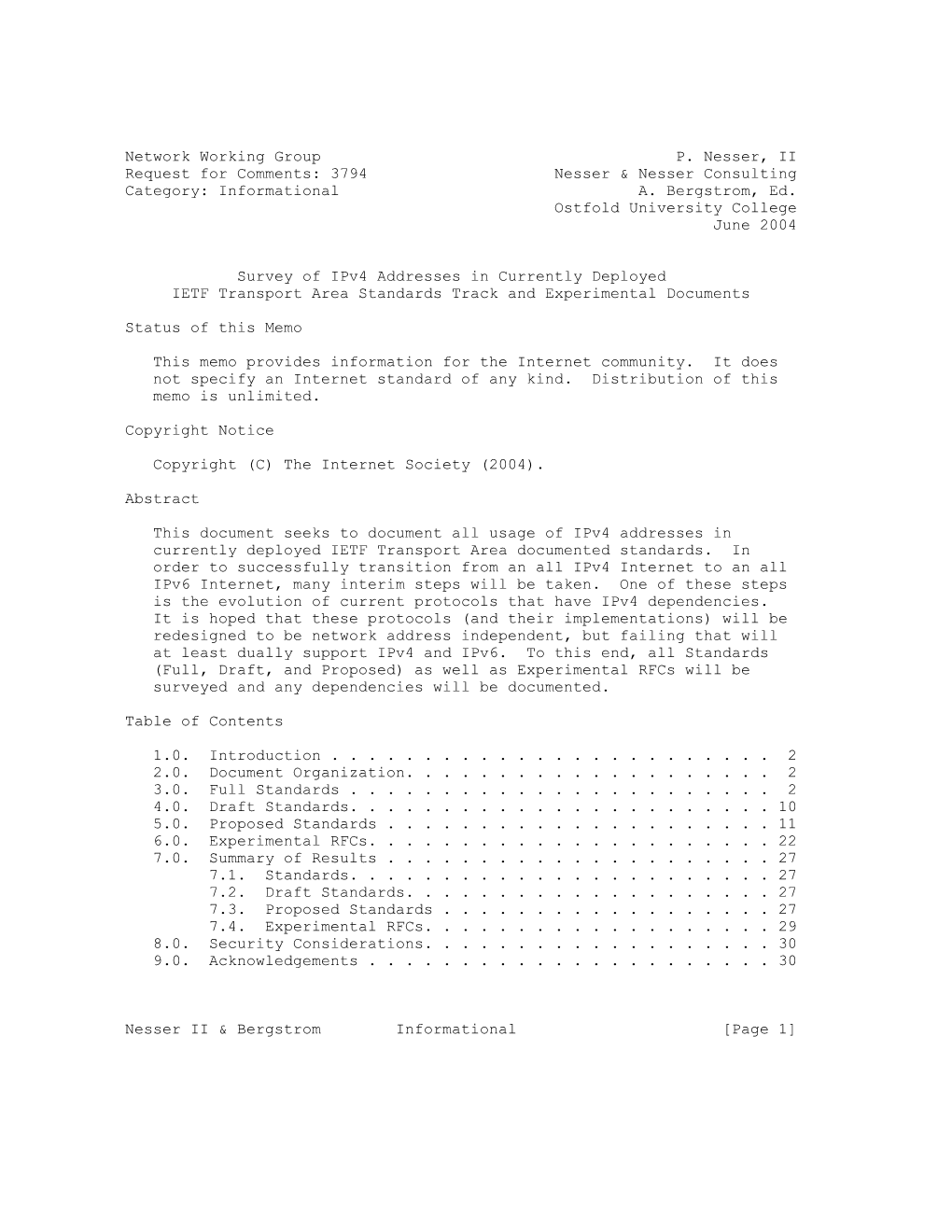 Network Working Group P. Nesser, II Request for Comments: 3794 Nesser & Nesser Consulting Category: Informational A