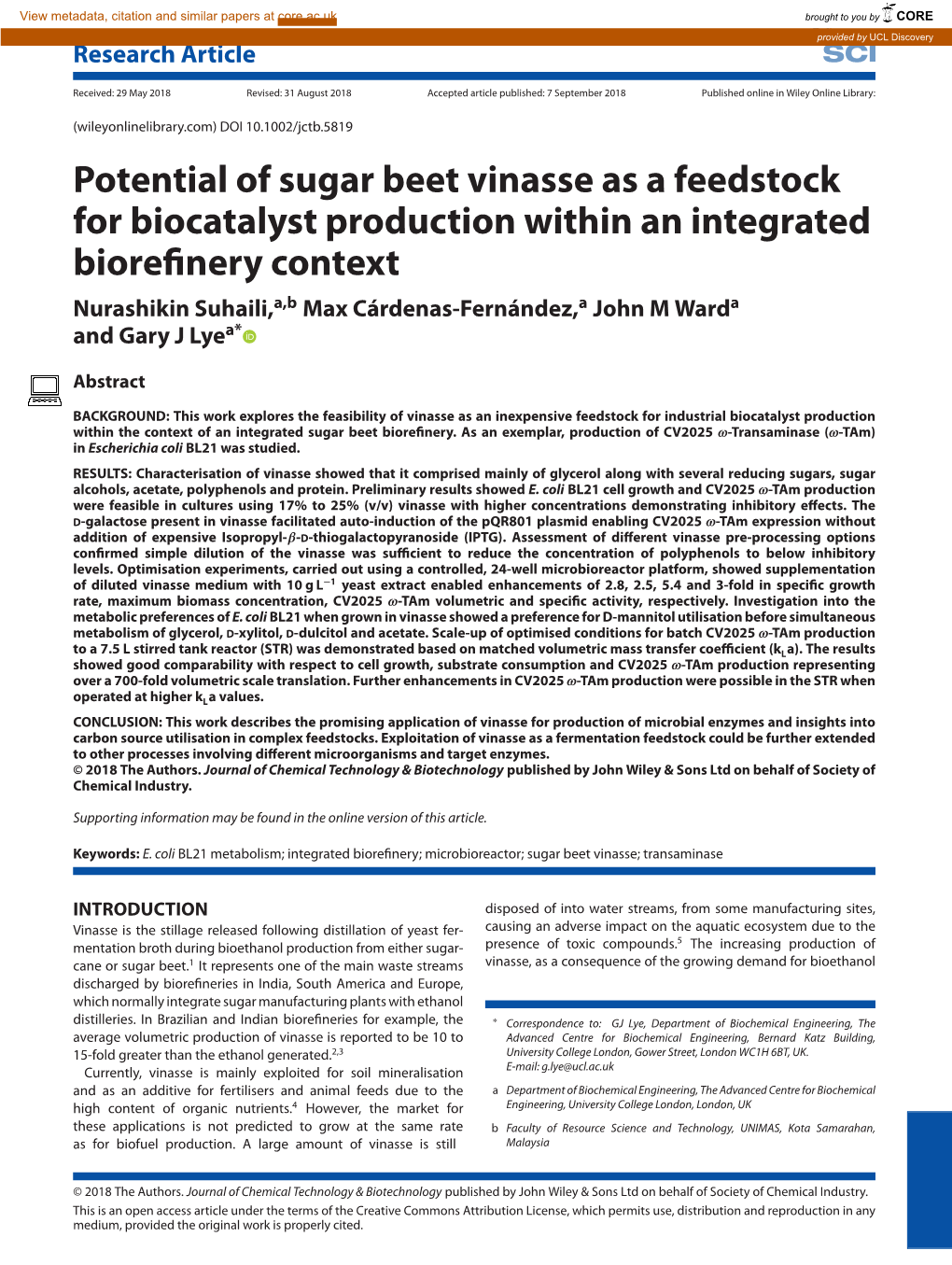 Potential of Sugar Beet Vinasse As a Feedstock For