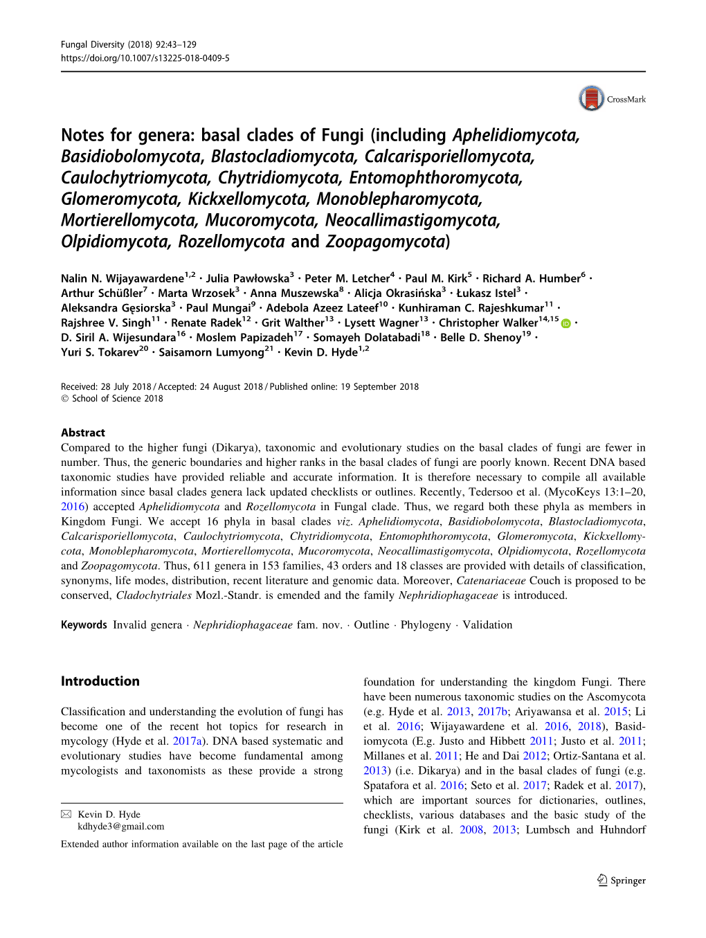 Basal Clades of Fungi (Including Aphelidiomycota