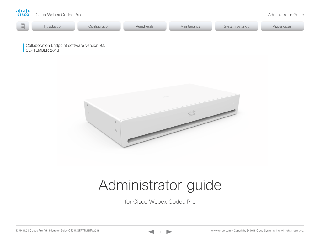 Cisco Webex Codec Pro Administrator Guide