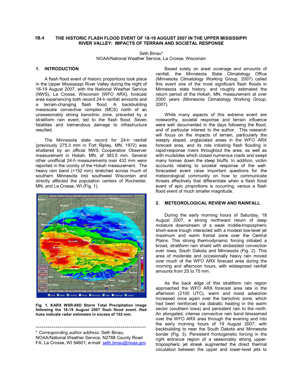 1B.4 the Historic Flash Flood Event of 18-19 August 2007 in the Upper Mississippi River Valley: Impacts of Terrain and Societal Response