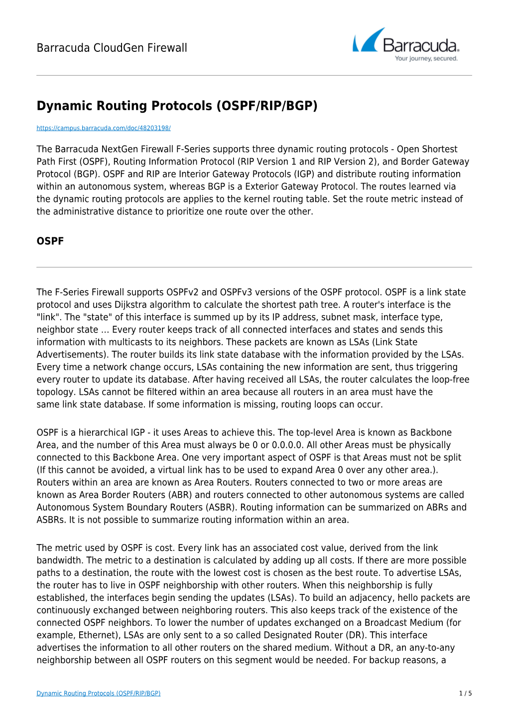 Dynamic Routing Protocols (OSPF/RIP/BGP)