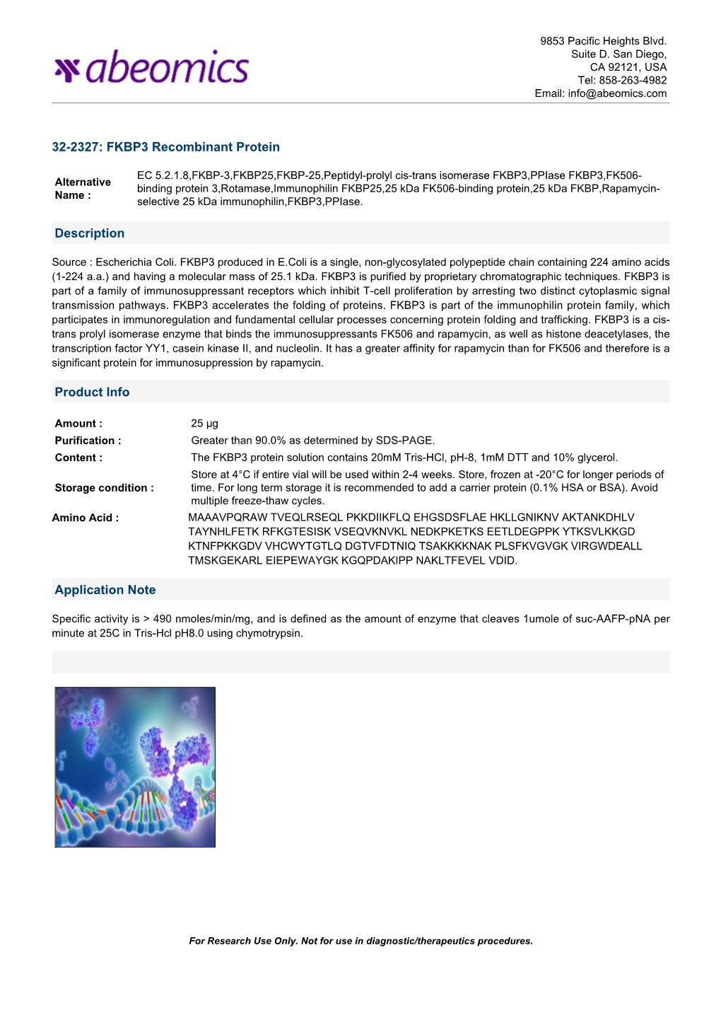32-2327: FKBP3 Recombinant Protein Description