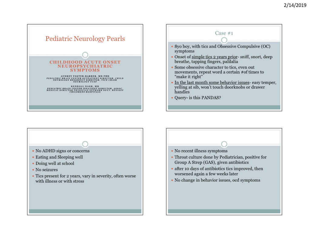 Pediatric Neurology Pearls