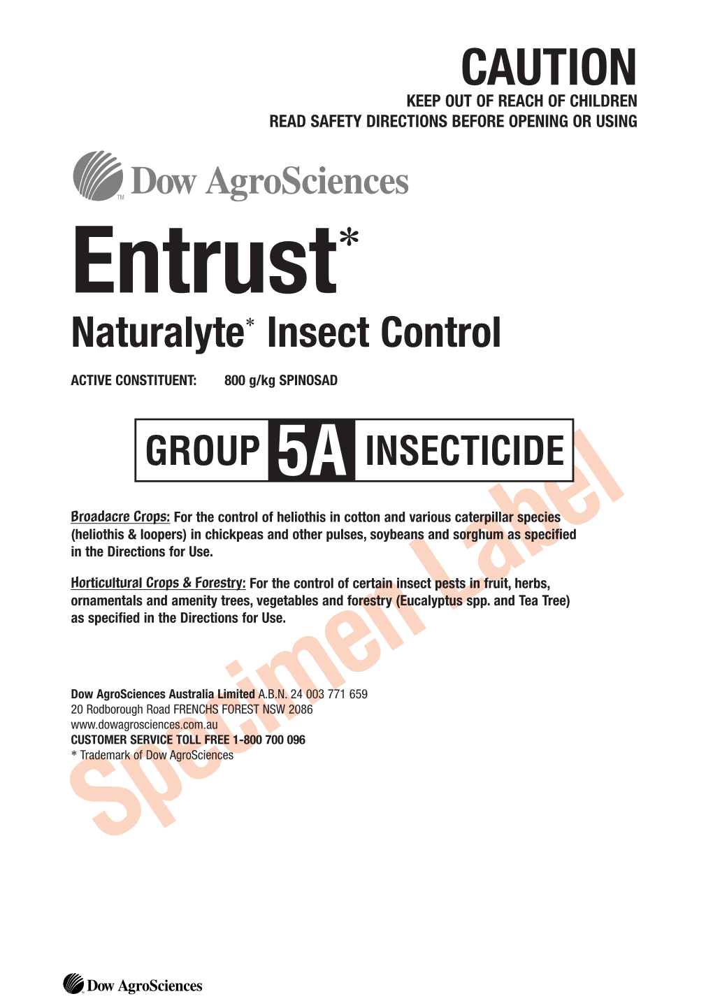 Entrust* Naturalyte* Insect Control Label