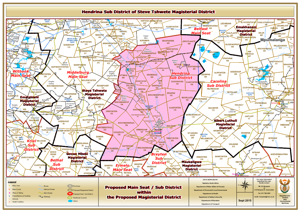 Mpumalanga Proposed Main Seat / Sub District Within the Proposed