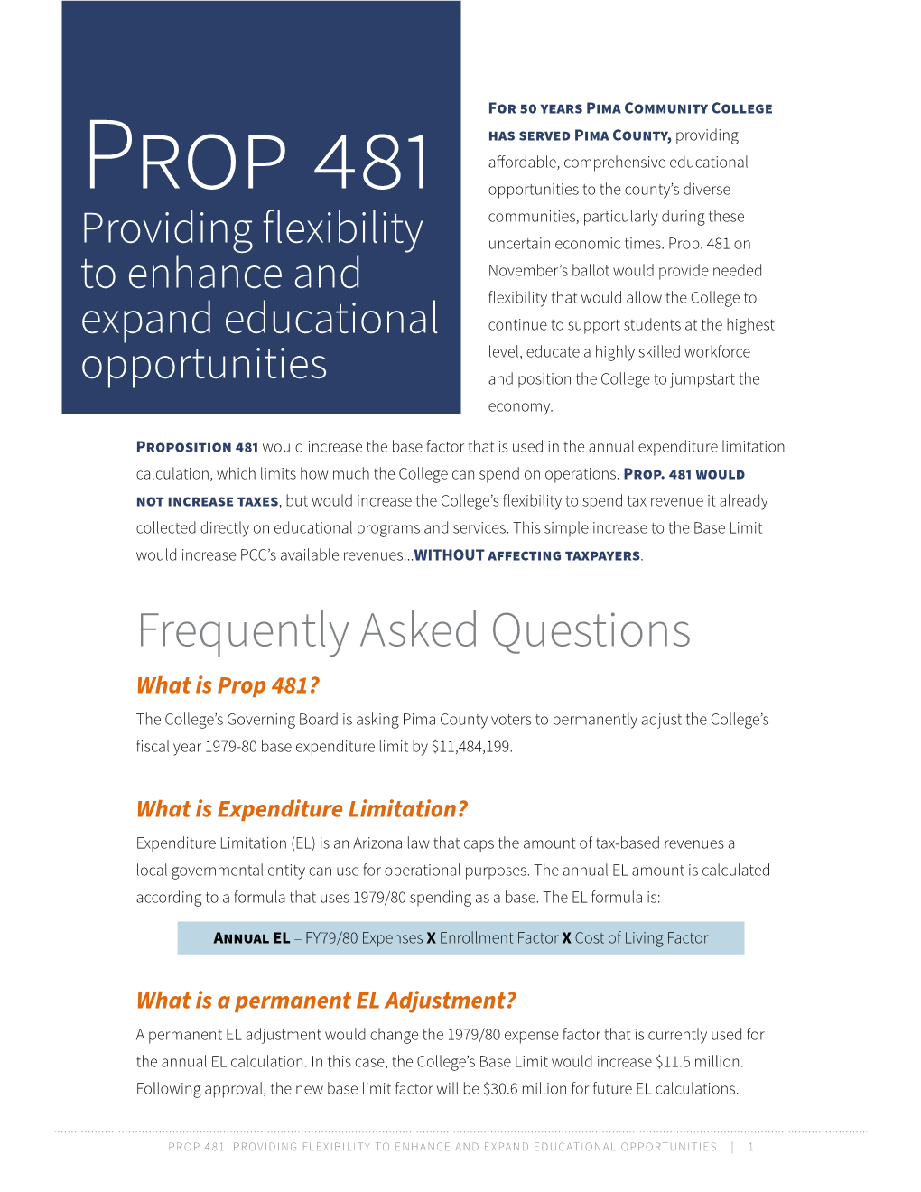 Prop 481 Providing Flexibility to Enhance and Expand Educational Opportunities