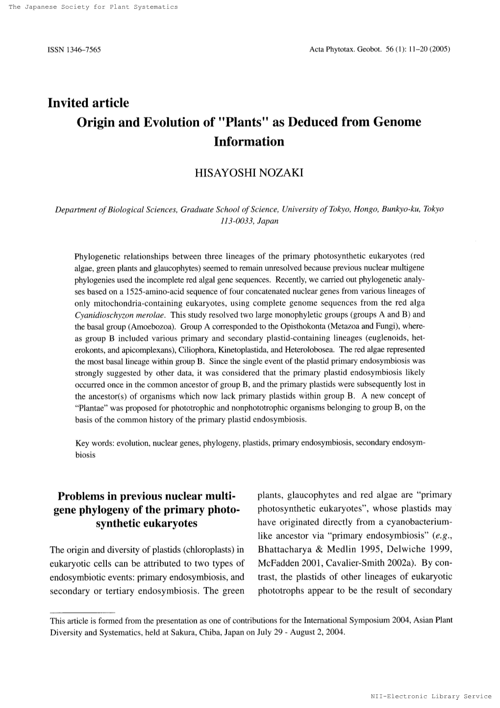 Invitedarticle As Deduced Information Fromgenome