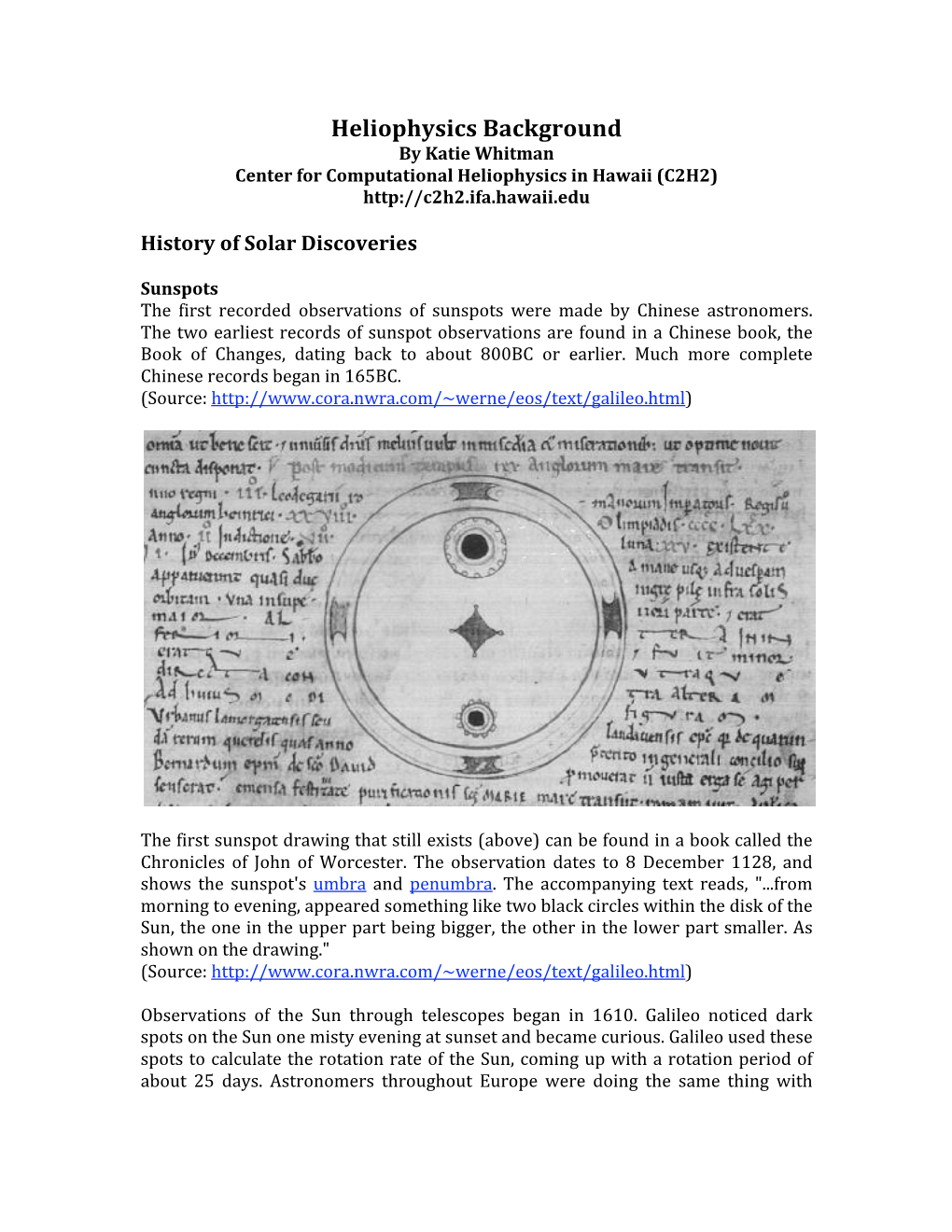 Heliophysics Background by Katie Whitman Center for Computational Heliophysics in Hawaii (C2H2)