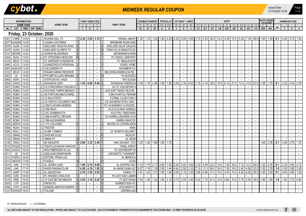 Midweek Regular Coupon 21/10/2020 10:38 1 / 4