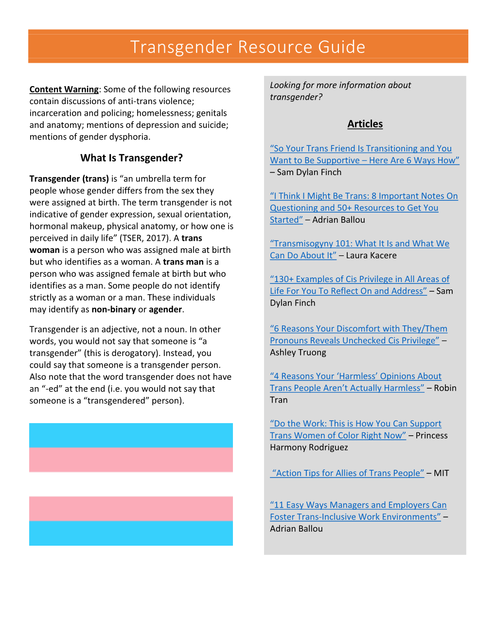 Transgender Resource Guide