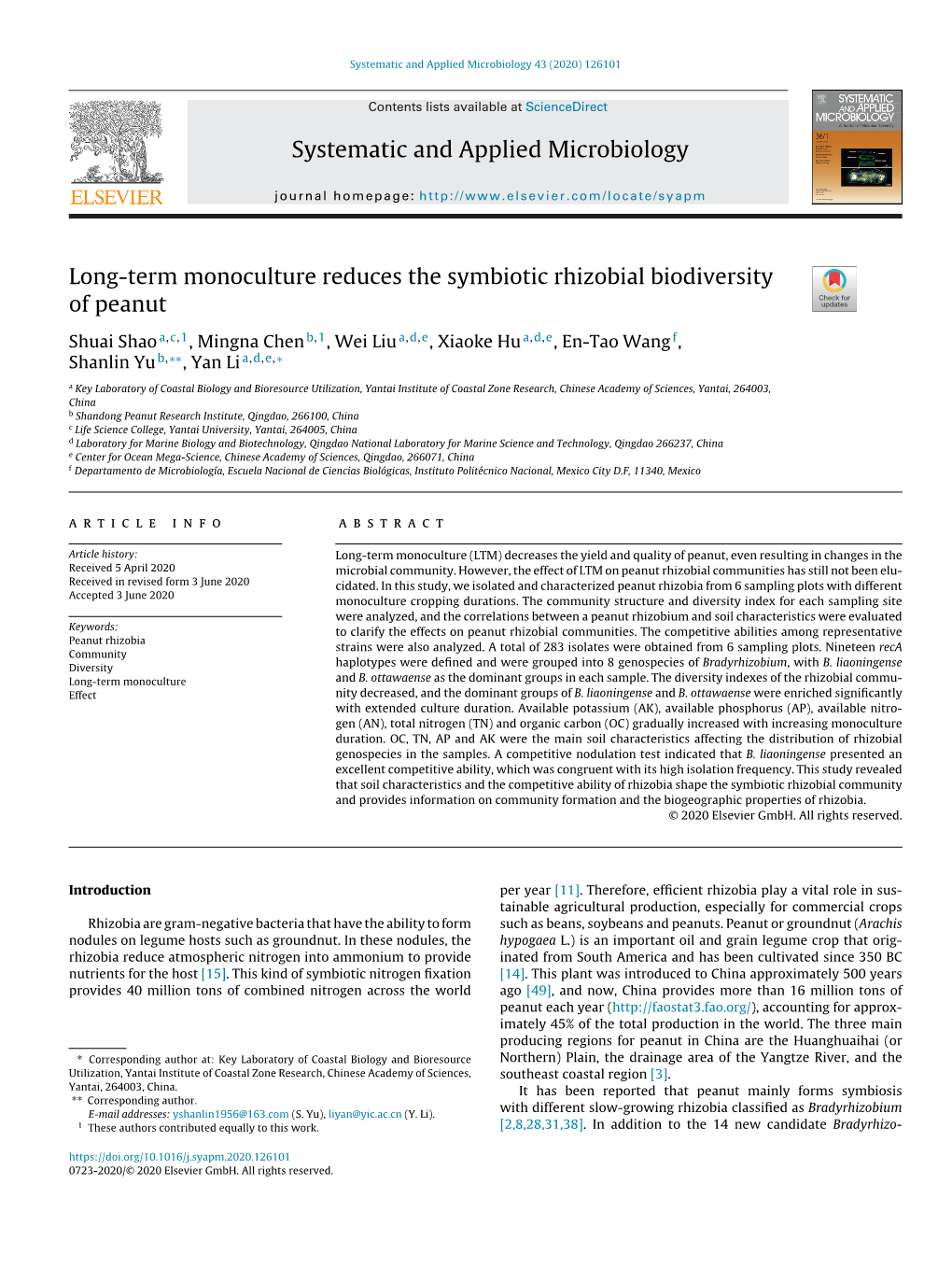 Systematic and Applied Microbiology 43 (2020) 126101