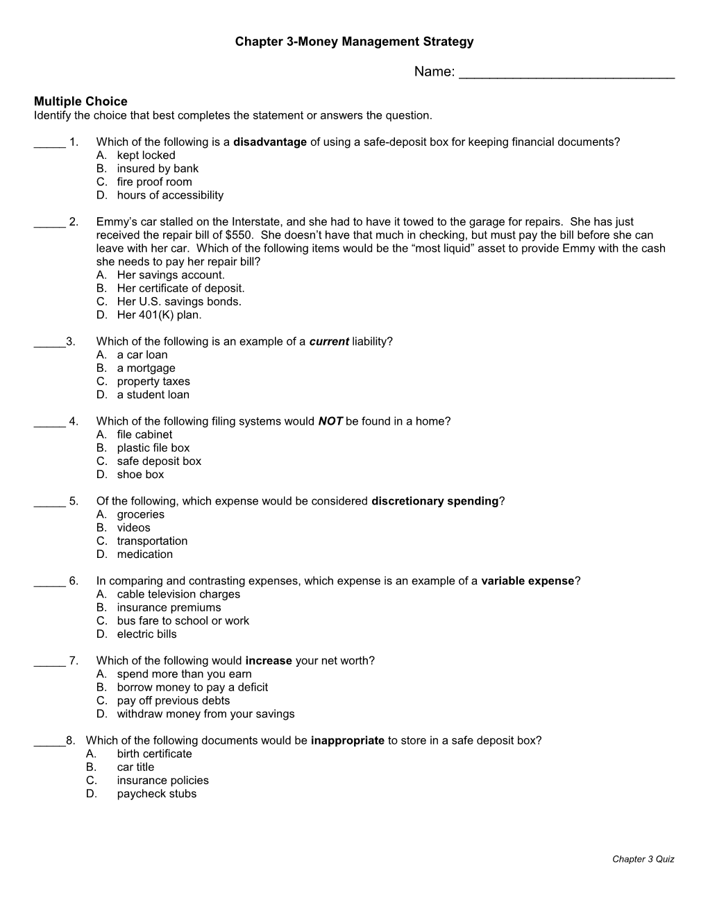 Chapter 3-Money Management Strategy