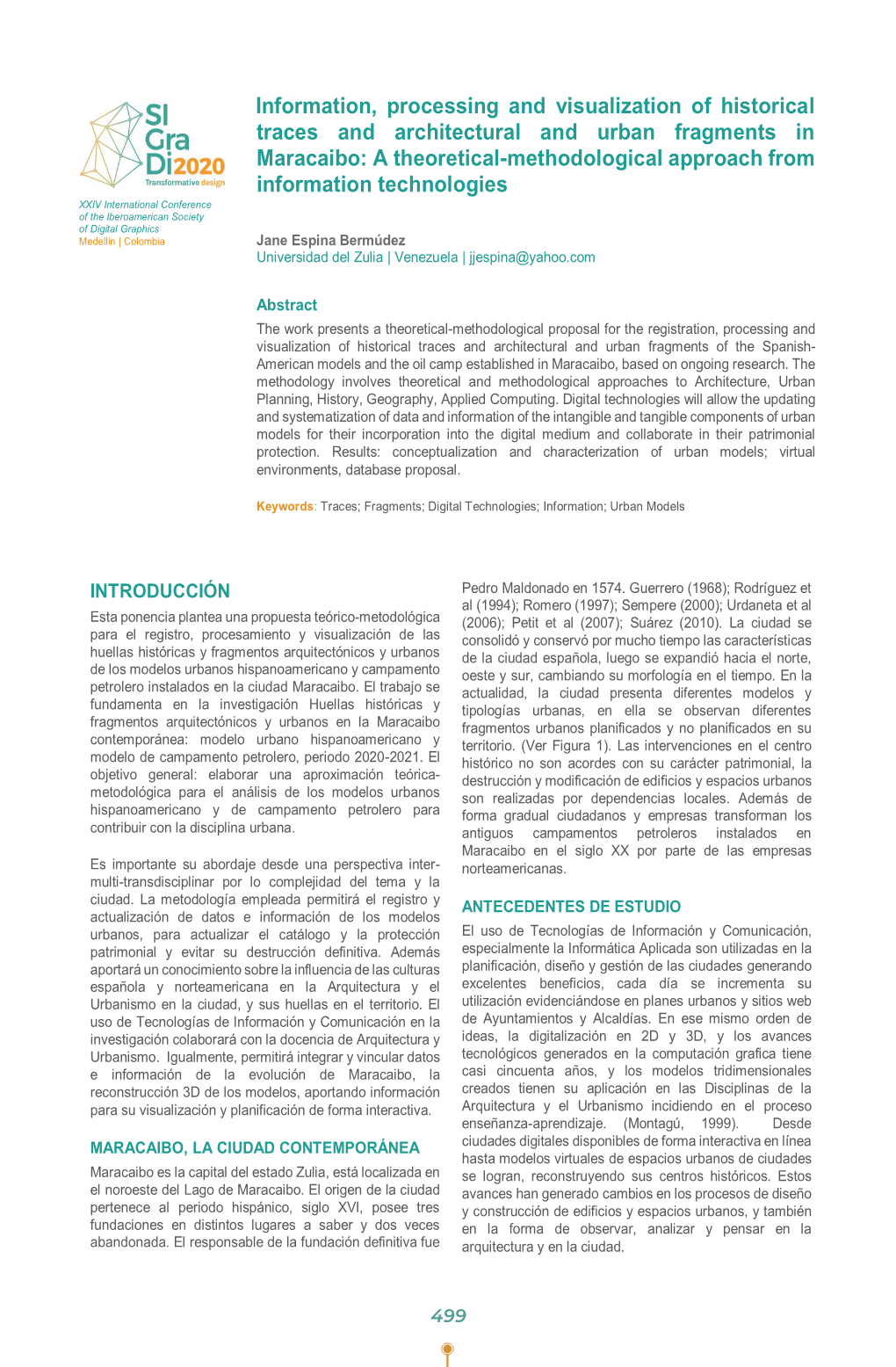 Information, Processing and Visualization of Historical Traces and Architectural and Urban Fragments in Maracaibo: a Theoretical-Methodological Approach From