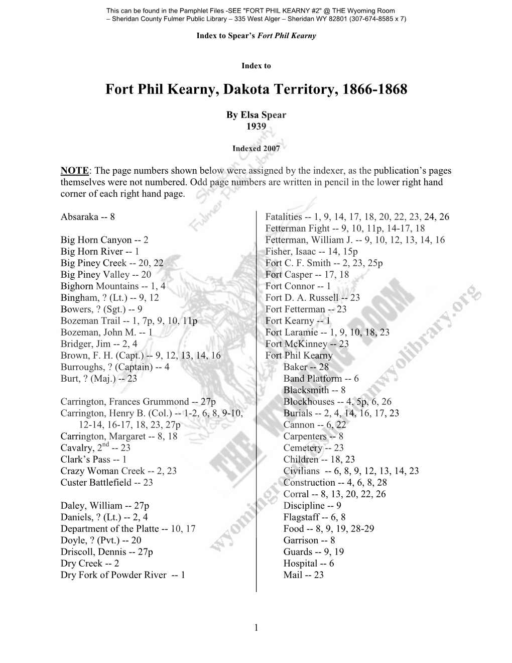 Fort Phil Kearny, Dakota Territory, 1866-1868