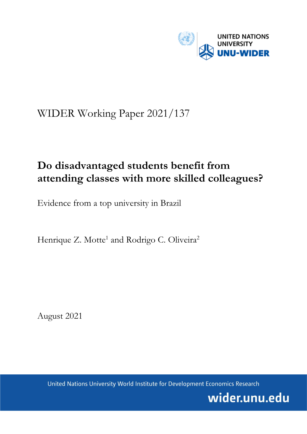 WIDER Working Paper 2021/137-Do Disadvantaged Students Benefit