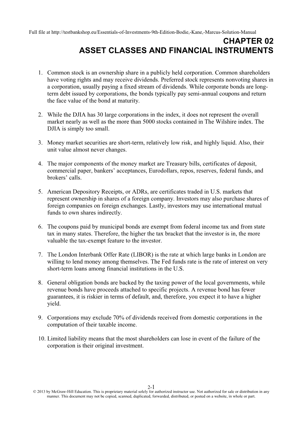 Asset Classes and Financial Instruments s1