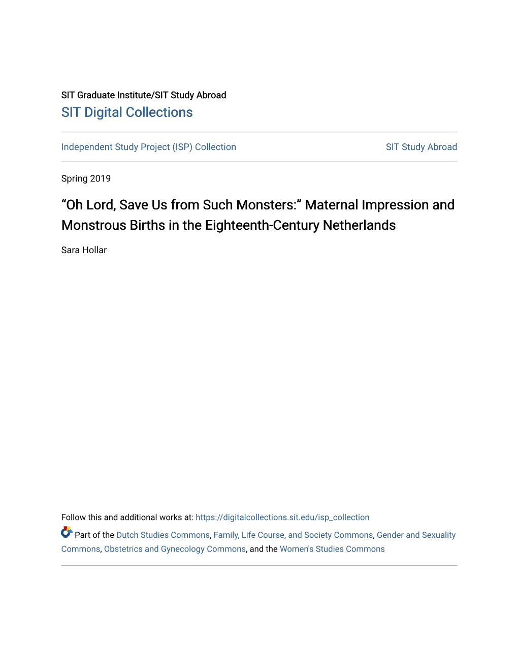 Maternal Impression and Monstrous Births in the Eighteenth-Century Netherlands