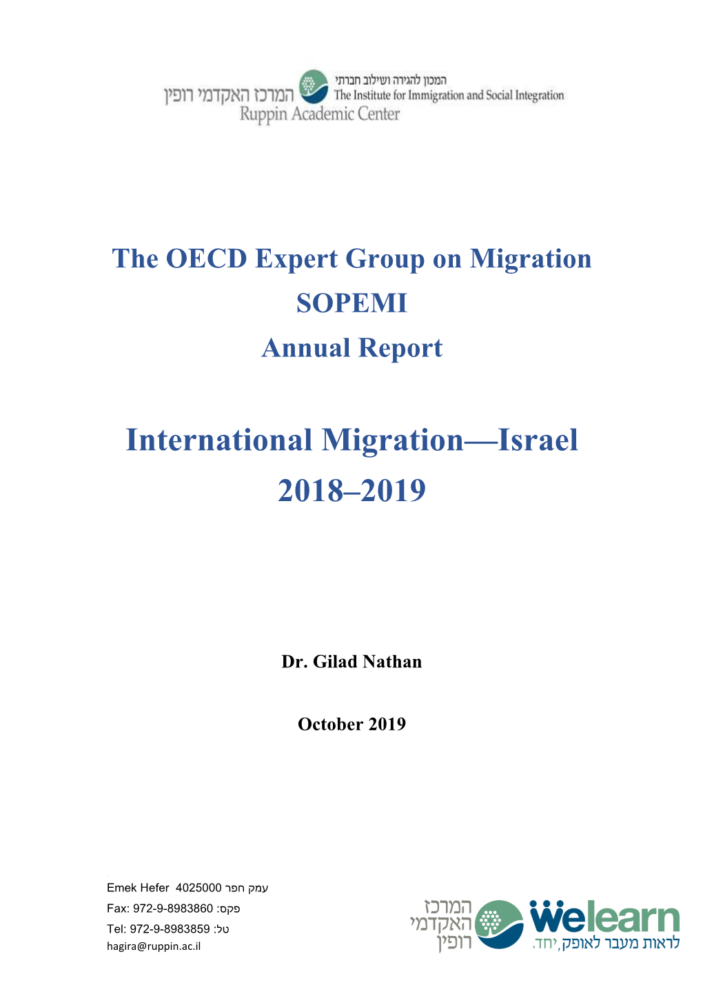 International Migration—Israel 2018–2019