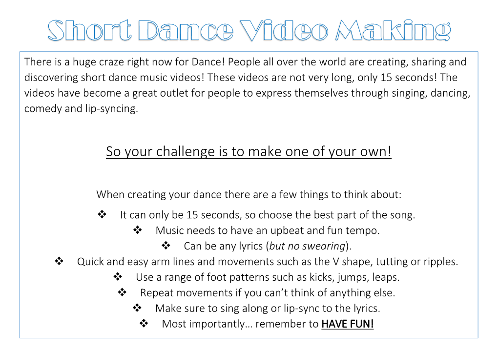 Create a Short Dance Routine